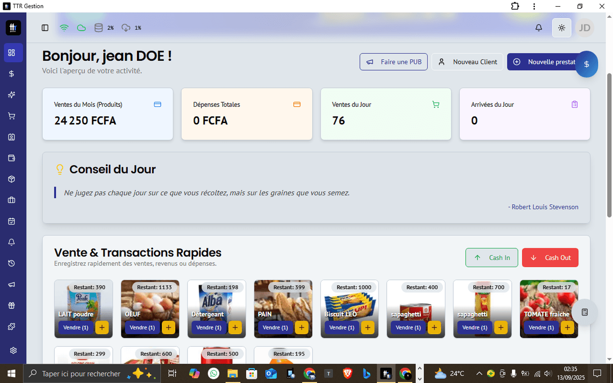 Tableau de bord d’un supermarché